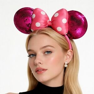 Disney Pink Sequin Minnie Mouse Ears Headband